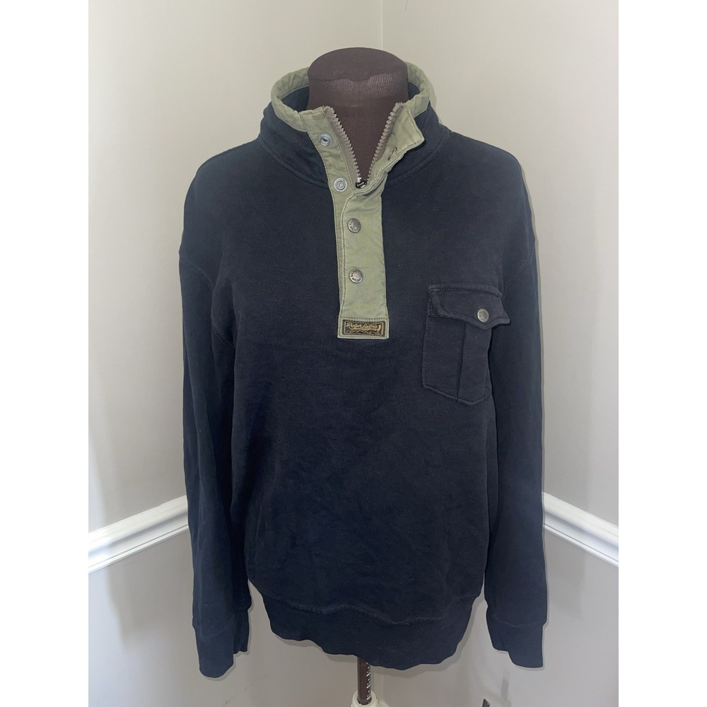 Vintage 90s Polo Ralph Lauren Military 1/4 Button Up Sweatshirt Talon Zip Mens L